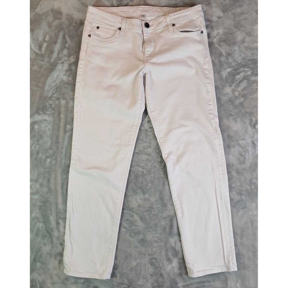 Kut from the Kloth Catherine Boyfriend Jeans White Denim Stretch Womens Size 10